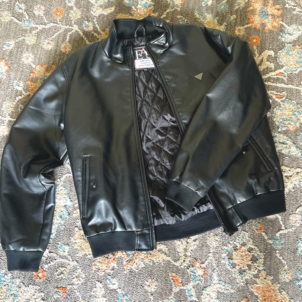 EAS leather PU jacket men’s XL black